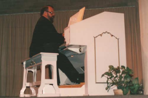 The Compton theatre organ being played by Father Jim Miller at the opening concert