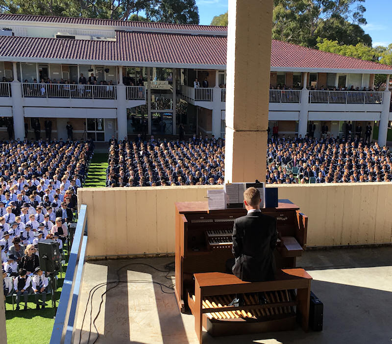 Allen Organ in readiness for Hale School's commissioning of the new headmaster